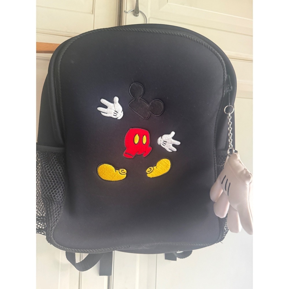 Walt Disney World Mickey Mouse Deconstructed Backpack Black Nylon Plush Keychain
